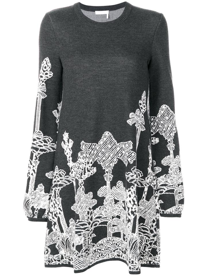 Chloé Tree Scene Knitted Dress - Grey