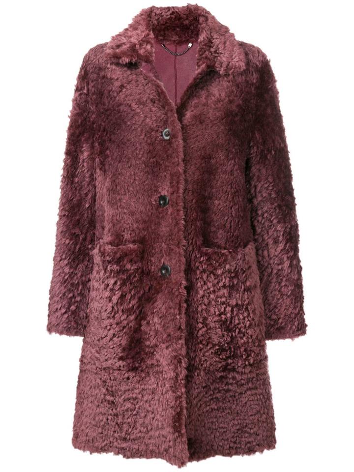 Desa 1972 Shearling Button Coat - Pink & Purple