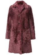 Desa 1972 Shearling Button Coat - Pink & Purple