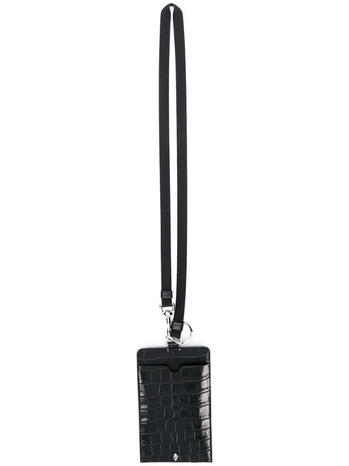 Alexander Mcqueen Crocodile-effect Id Lanyard - Black