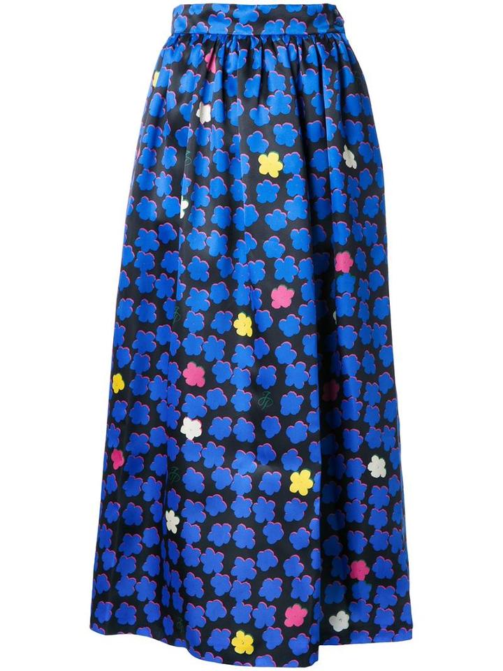 Ingie Paris Jacquard Full Skirt, Women's, Size: 42, Blue, Silk/polyester
