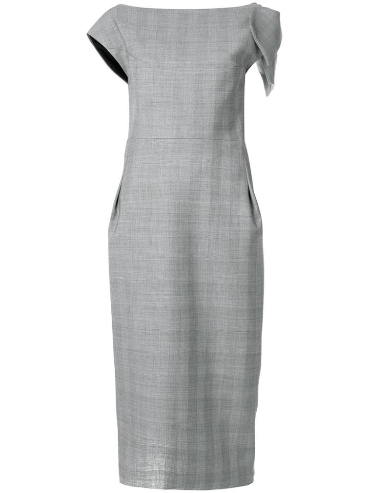 Maticevski Check Pencil Dress With Bow Detail - Grey