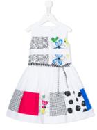 Simonetta - Patchwork Print Belted Dress - Kids - Cotton - 6 Yrs, Girl's, White