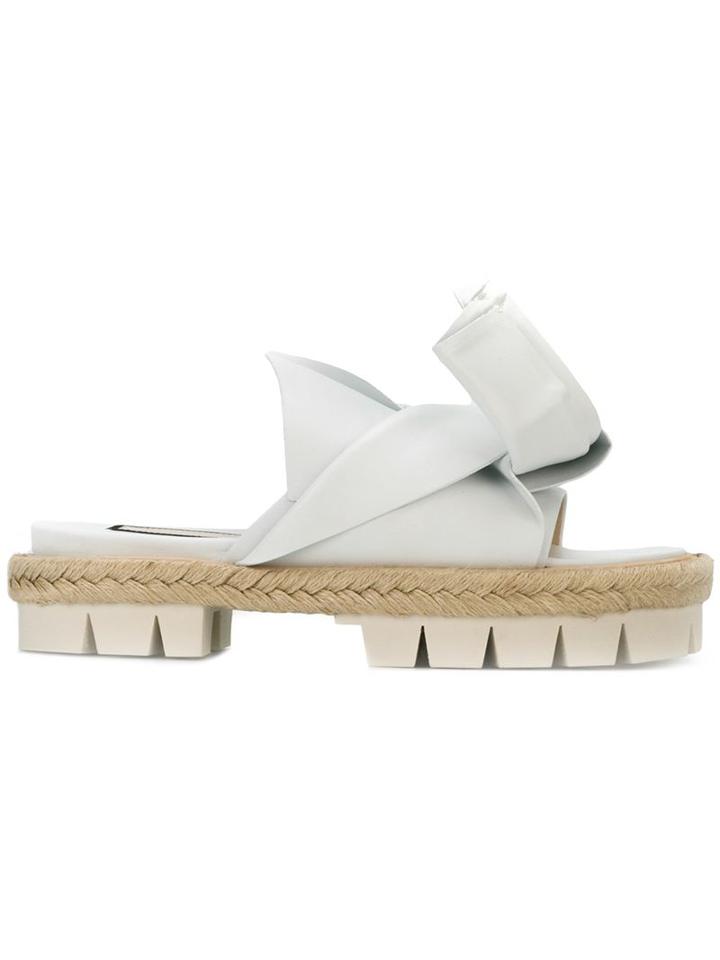 No21 Bow Detail Platform Sandals, Women's, Size: 37, White, Rubber/nappa Leather/leather