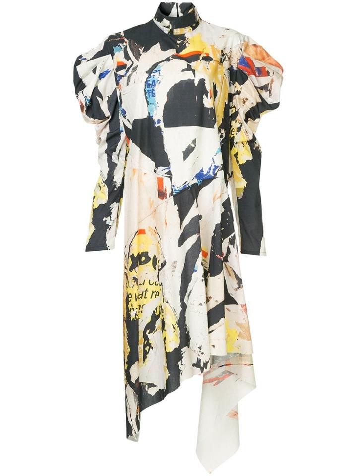 Marques'almeida Poster Print Deconstructed Dress - White