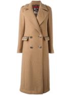 History Repeats Beaded Detail Long Coat, Women's, Size: 42, Brown, Wool/polyamide/cotton/viscose
