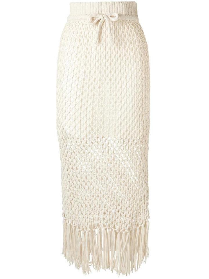 Osklen - Knitted Midi Skirt - Women - Cotton/acrylic/viscose - G, Nude/neutrals, Cotton/acrylic/viscose