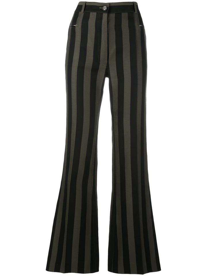 Nina Ricci - Striped Flared Trousers - Women - Cotton - 36, Women's, Black, Cotton
