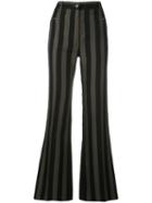 Nina Ricci - Striped Flared Trousers - Women - Cotton - 36, Women's, Black, Cotton