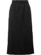 Issey Miyake - Chevron Quilted Skirt - Women - Polyester - 2, Black, Polyester