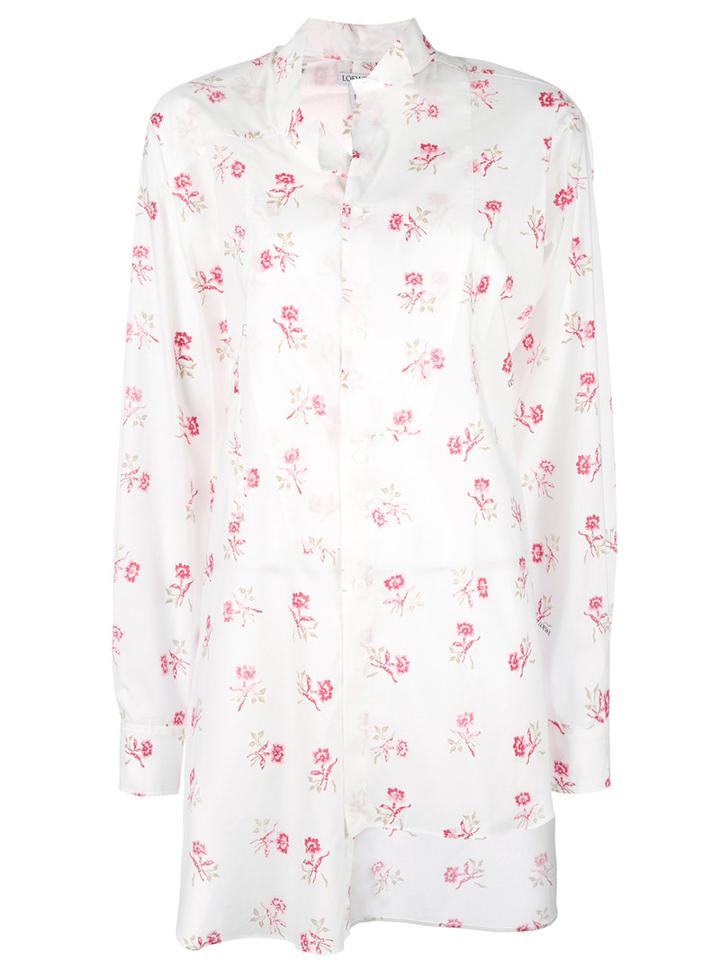 Loewe Roses Print Asymmetric Shirt, Women's, Size: 36, White, Cotton