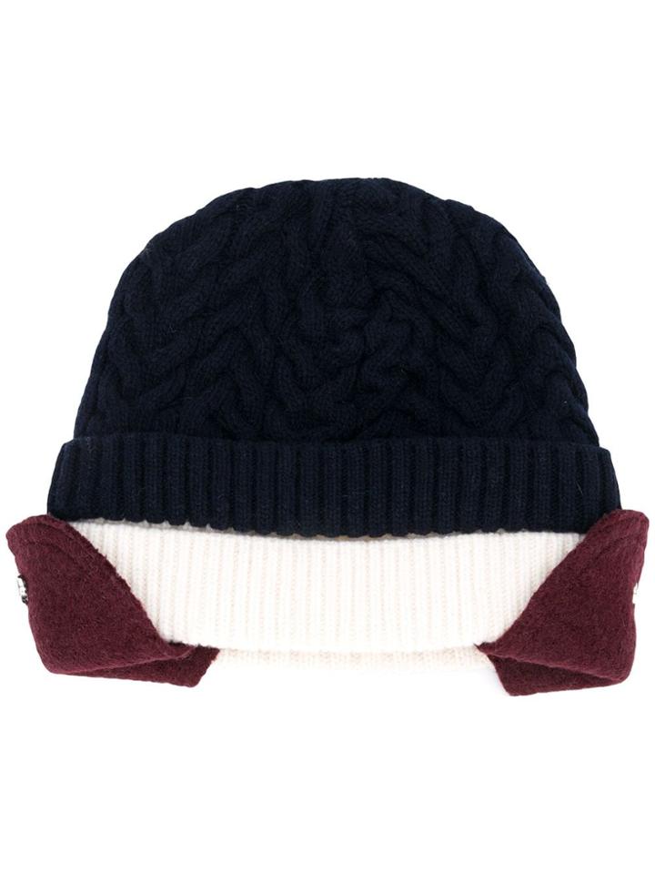 Sunnei Layered Knitted Hat - Blue