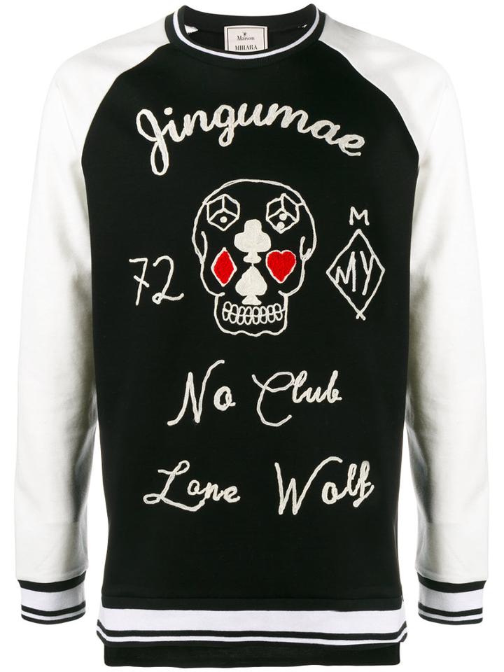 Maison Mihara Yasuhiro No Club Embroidered Sweatshirt, Men's, Size: 50, Black, Cotton