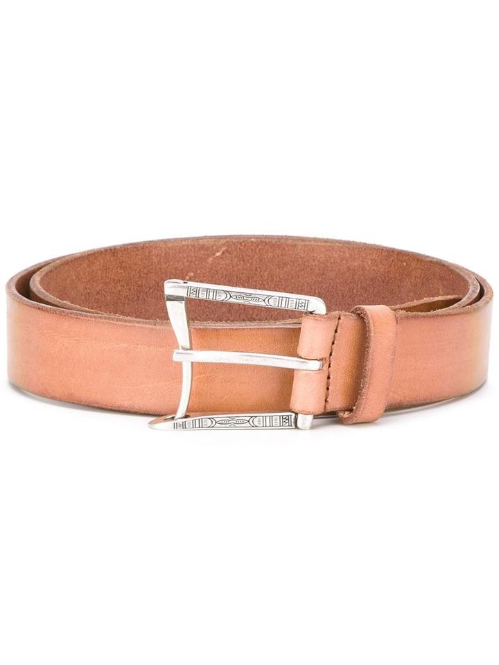 D'amico Curved Buckle Belt, Men's, Size: 100, Nude/neutrals, Calf Leather