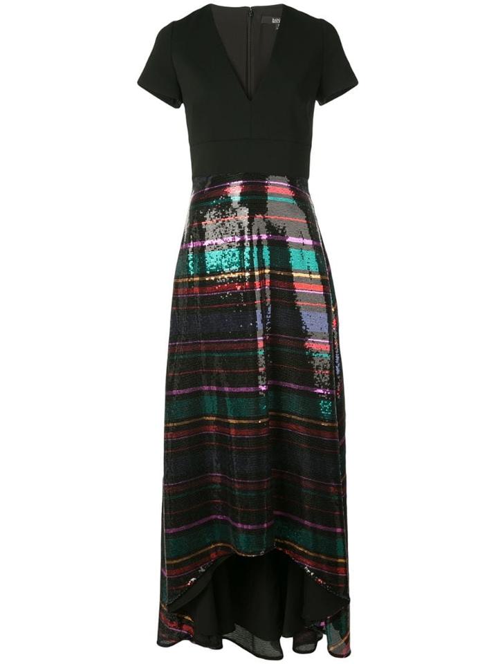 Badgley Mischka V-neck Sequin Gown - Black