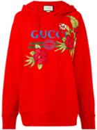 Gucci - Floral Logo Hoodie - Women - Cotton - S, Red, Cotton