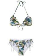 Amir Slama Tropical Pattern Bikini Set - White