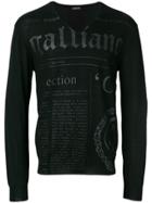 John Galliano Branded V-neck Jumper - Blue