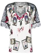 Roberto Cavalli - Lace Detailing Shift Blouse - Women - Polyamide/viscose - 42, White, Polyamide/viscose