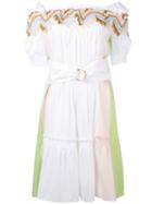 Peter Pilotto - Bardot Guipare Lace Trim Dress - Women - Cotton/polyamide/spandex/elastane - 6, White, Cotton/polyamide/spandex/elastane