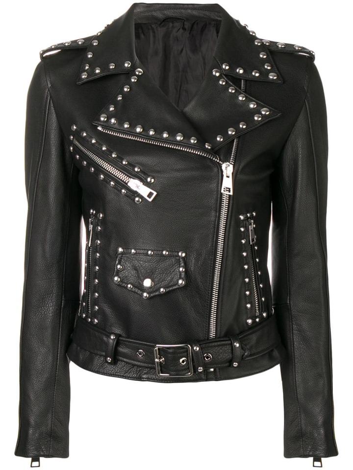 Manokhi Studded Biker Jacket - Black