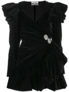 Attico Ruffled Mini Dress - Black
