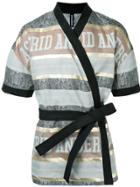 Astrid Andersen Logo Short Sleeve Kimono Jacket - Brown