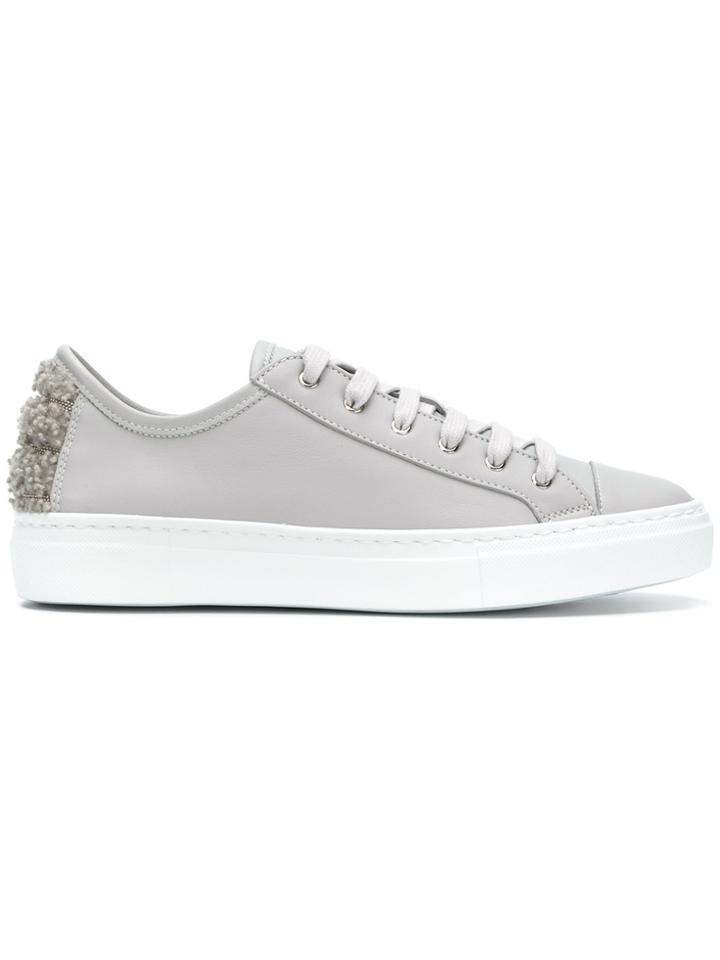 Fabiana Filippi Embellished Heel Lace-up Sneakers - Grey