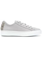 Fabiana Filippi Embellished Heel Lace-up Sneakers - Grey