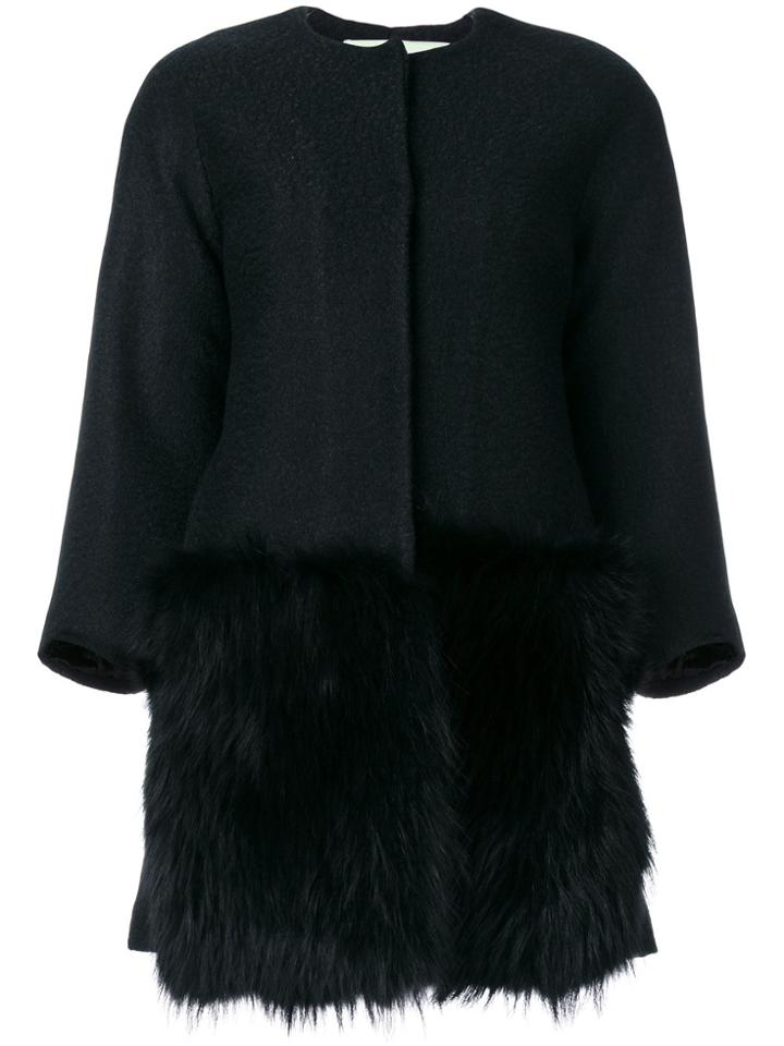 Ava Adore Fur Front Coat - Black