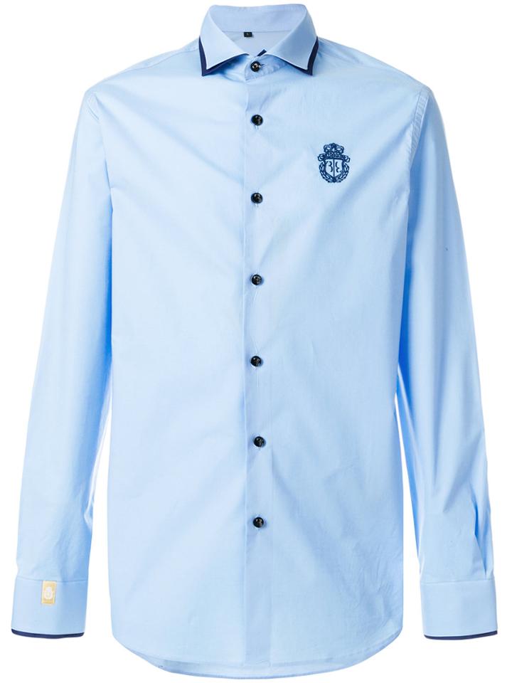 Billionaire Contrast Piped Collar Shirt - Blue