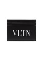 Valentino Black Logo Print Leather Cardholder