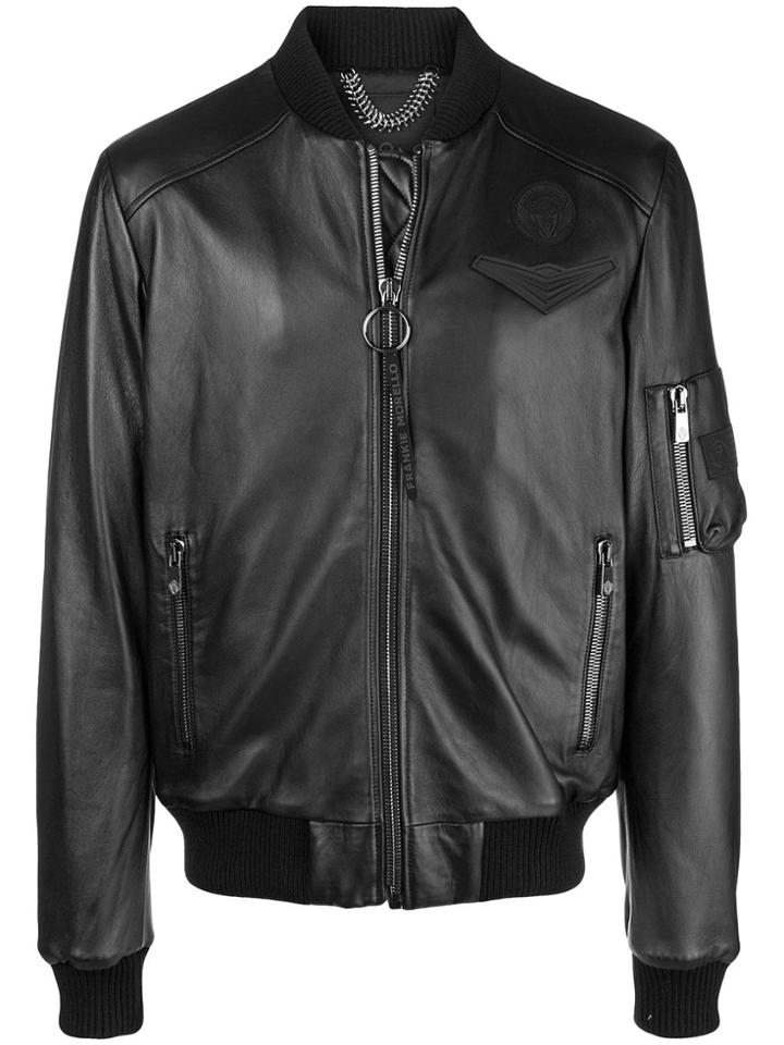 Frankie Morello Zipped Bomber Jacket - Black