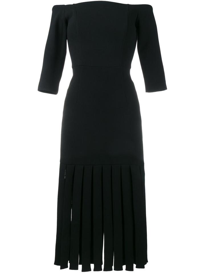 Tata Naka Off-the-shoulder Fringed Hem Dress