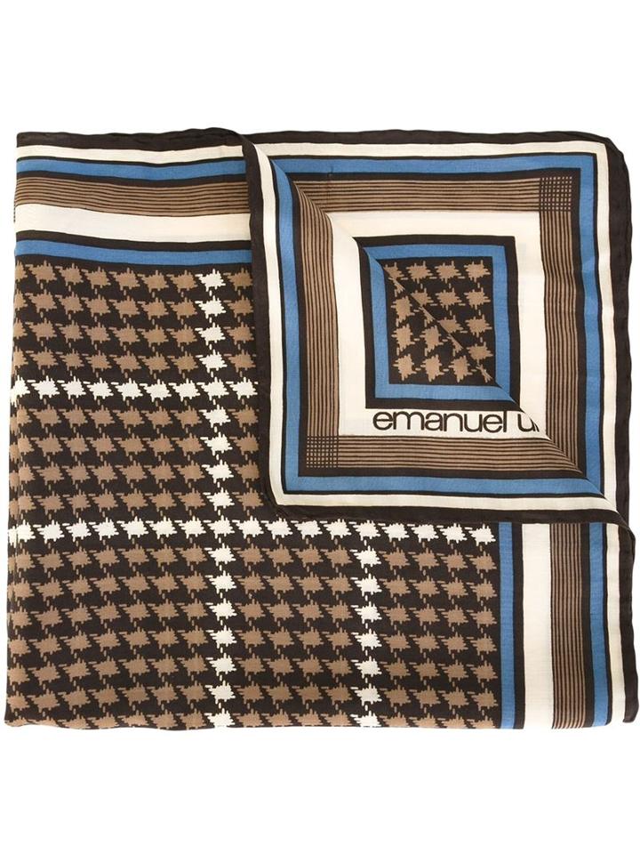 Houndstooth Print Scarf, Adult Unisex, Brown, Emanuel Ungaro Vintage