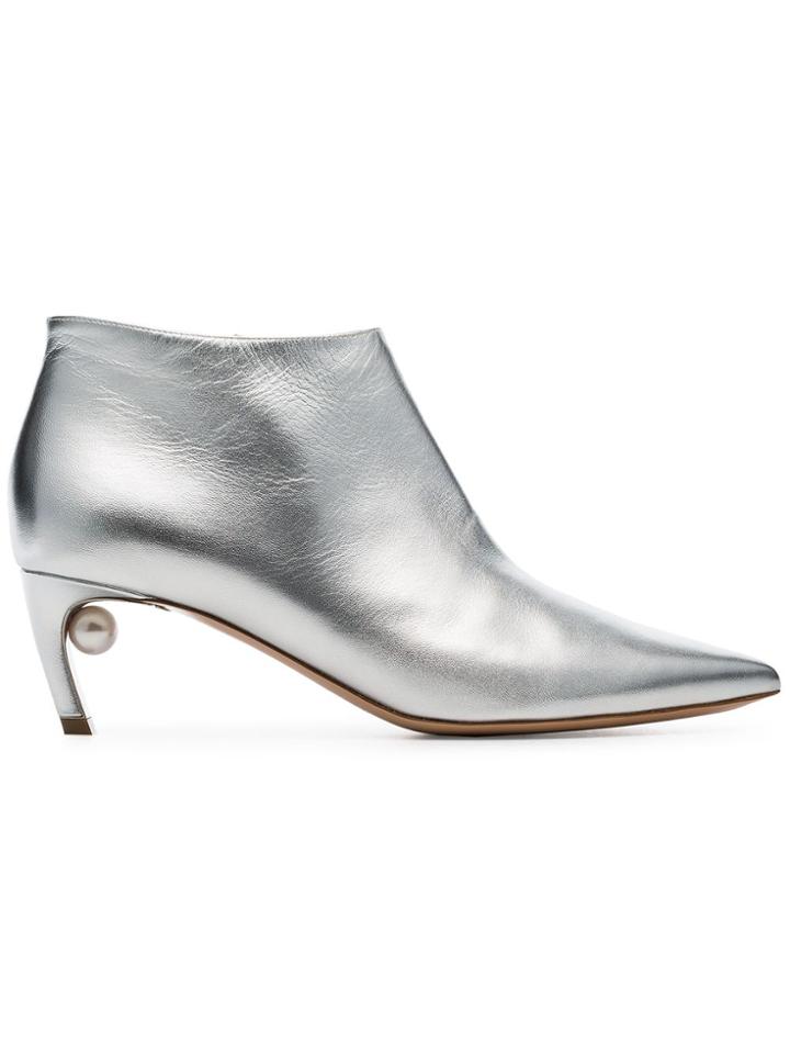 Nicholas Kirkwood Mira 55 Pearl Heel Ankle Boots - Silver