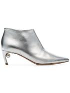 Nicholas Kirkwood Mira 55 Pearl Heel Ankle Boots - Silver