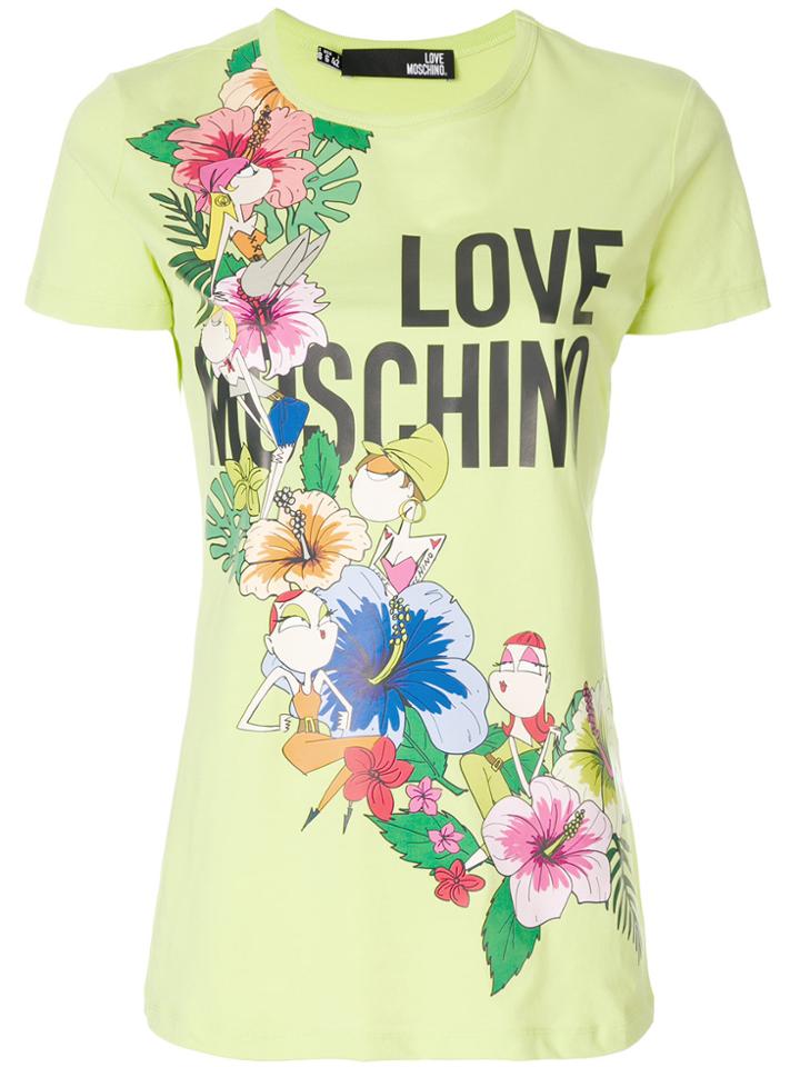 Love Moschino Floral Logo Patch T-shirt - Green