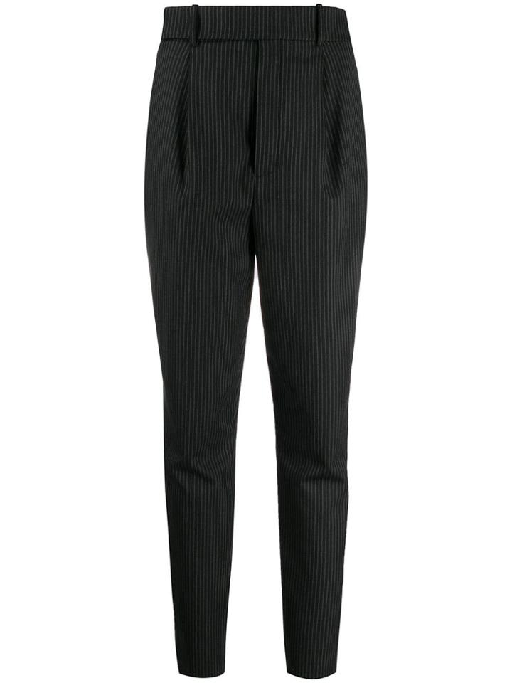 Saint Laurent Slim Fit Pinstripe Trousers - Black