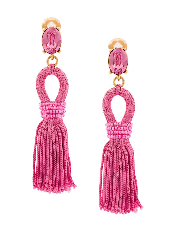 Oscar De La Renta Tassel Earrings - Pink & Purple