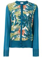 Salvatore Ferragamo Leaf Print Cardigan - Blue