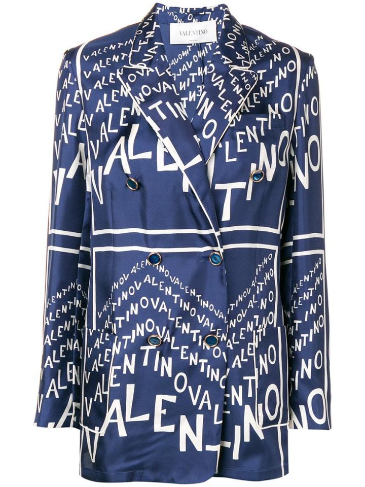 Valentino Logo Motif Blazer - Blue