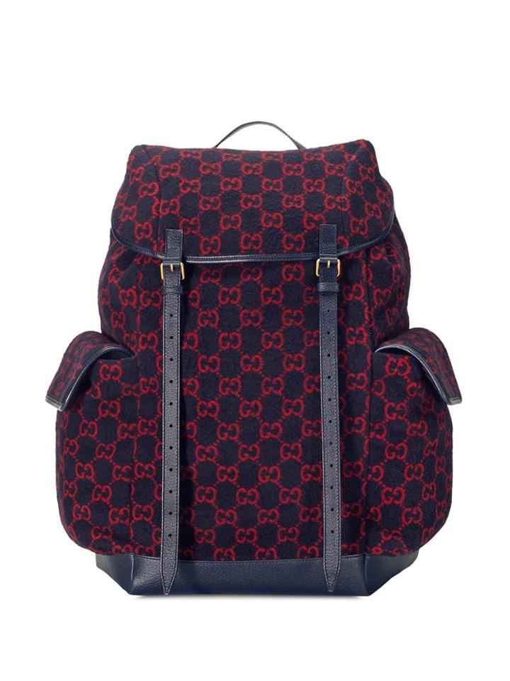 Gucci Large Gg Pattern Backpack - Blue