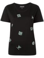 Emporio Armani Embellished T-shirt, Women's, Size: 44, Black, Cotton/modal