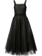 Marchesa Notte Tulle Flared Dress, Women's, Size: 14, Black, Polyester
