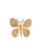 Christian Dior Vintage 1970s Butterfly Brooch - Gold