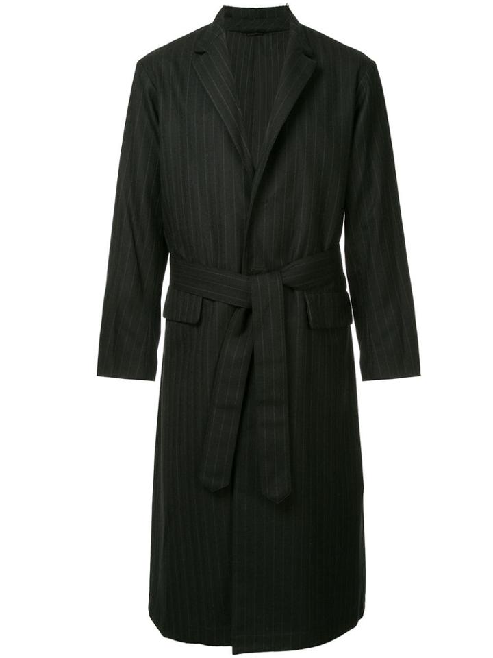 Maison Mihara Yasuhiro Stripe Reversed Chesterfield Coat - Black