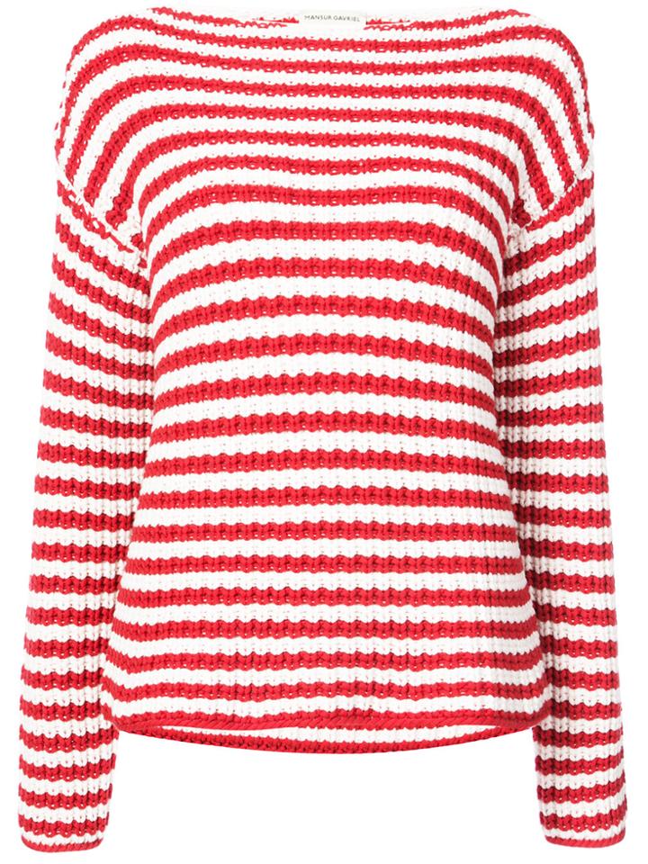 Mansur Gavriel Striped Boatneck Sweater - White