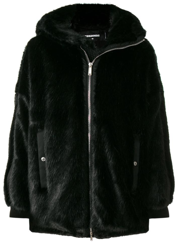 Dsquared2 Faux Fur Hooded Coat - Black