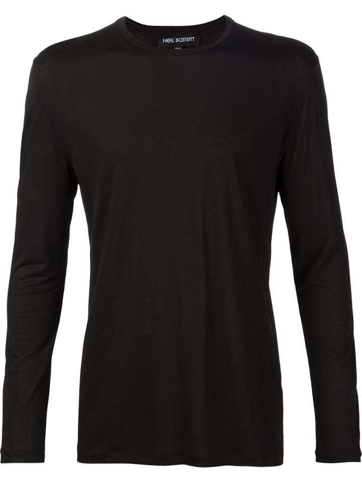 Neil Barrett Long Sleeve T-shirt, Men's, Size: Xs, Black, Viscose